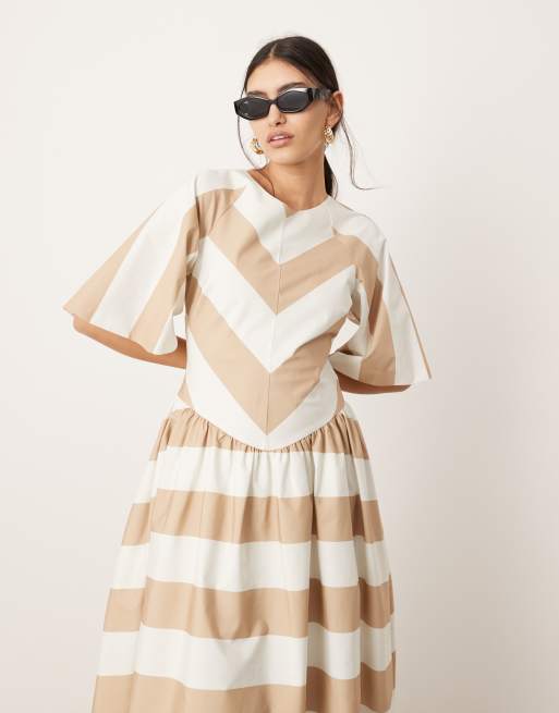 ASOS EDITION - Robe mi-longue taille basse à rayures larges et poches, 4 de 4