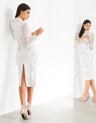 Robe Longue De Soirée Coast Ophelia - Taille UK 12, Argent/perles, Prix D'origine 295€, Neuve Avec étiquette