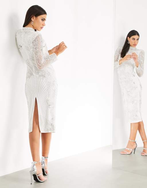 ASOS EDITION Robe mi longue tendance orn e de perles