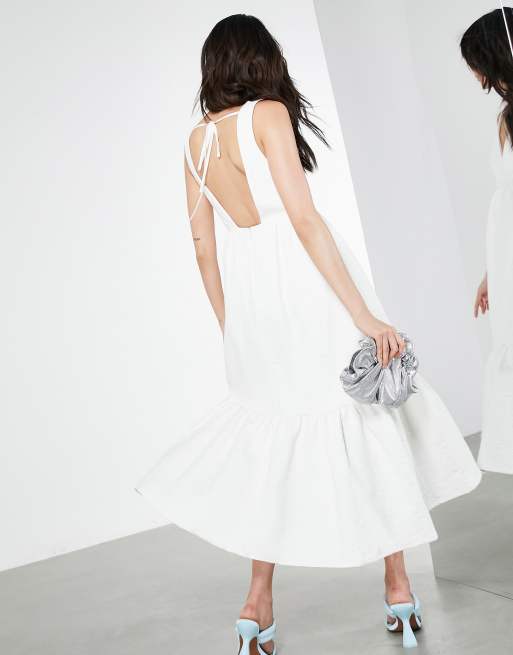 ASOS EDITION - Robe mi-longue texturée à fleurs - Blanc, 2 de 4