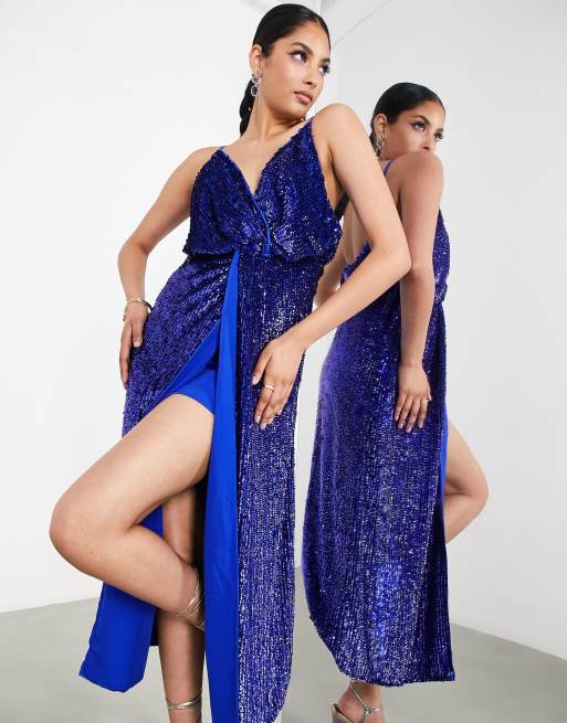 ASOS EDITION - Robe à sequins mi-longue avec bretelles fines et