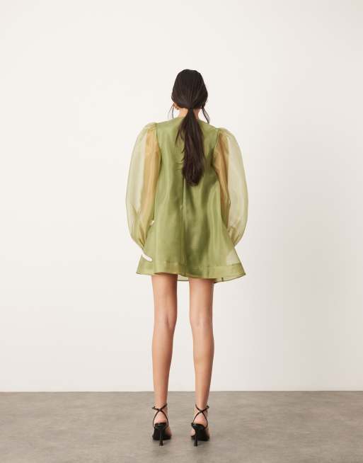 ASOS EDITION Robe trapèze courte à manches volumineuses et