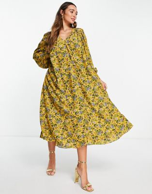 Robes du soir EDITION - Robe trapèze mi-longue à fleurs