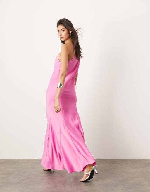 ASOS EDITION – Rosa, enaxlad maxiklänning med dekorativ söm och vid kjol, 2 av 4