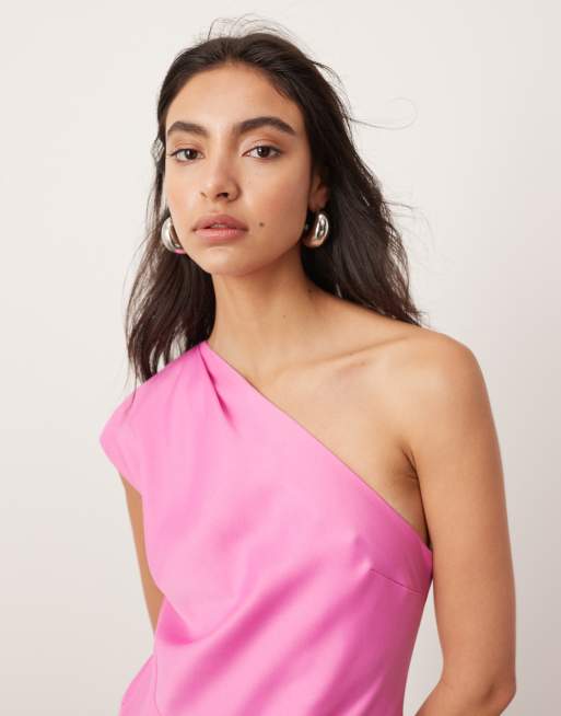 ASOS EDITION – Rosa, enaxlad maxiklänning med dekorativ söm och vid kjol, 4 av 4