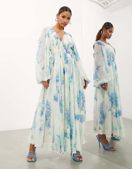 Asos blue hotsell floral maxi dress