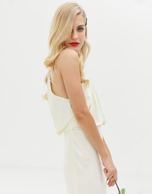 asos edition ruched halter neck maxi wedding dress