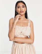 ASOS EDITION puff sleeve cotton crop top in buttermilk | ASOS