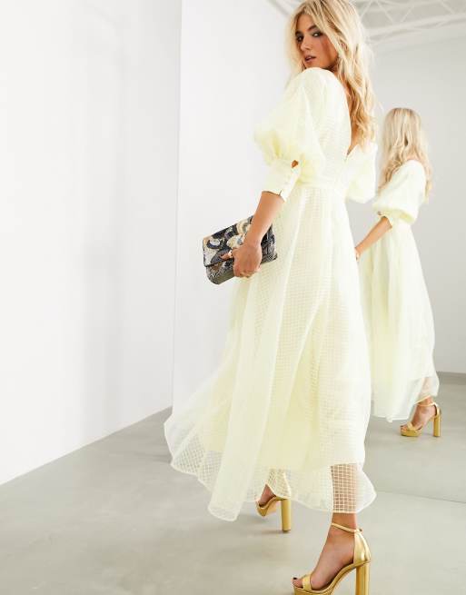 ASOS EDITION – Rutig midiklänning i organza med blusärm, 2 av 4