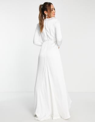 ASOS EDITION Sadie pleated plunge wrap wedding dress in satin