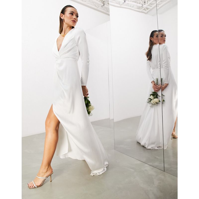 Designer Donna EDITION - Sadie - Vestito da sposa in raso a portafoglio con pieghe e scollo profondo