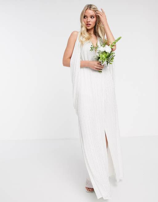 Asos Edition Samantha Vestito Da Sposa Con Perline E Maniche Drappeggiate Asos