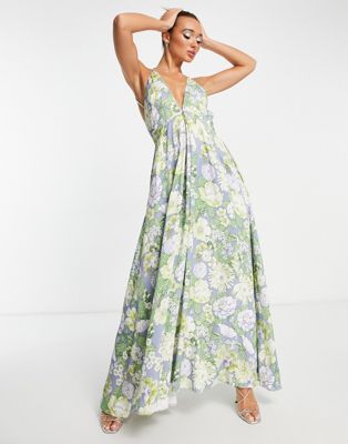 ASOS EDITION satin cami maxi dress in garden floral print