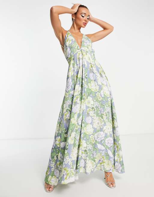 ASOS EDITION satin cami maxi dress in garden floral print | ASOS