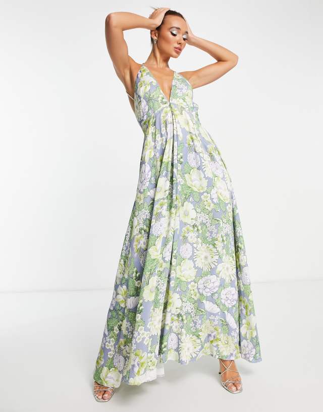 ASOS EDITION - satin cami maxi dress in garden floral print