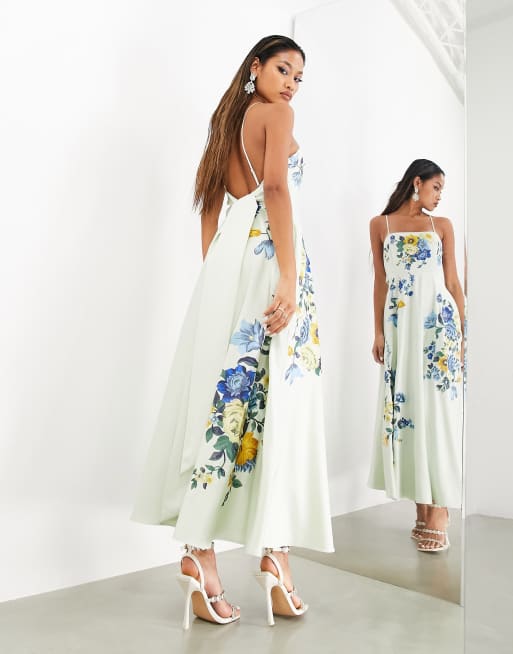 Asos edition floral embroidered maxi dress on sale with cutabout skirt