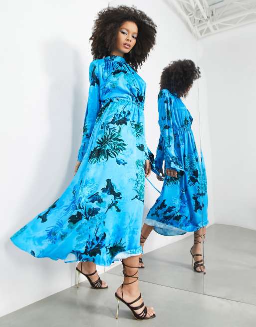 Asos blue hotsell satin dress