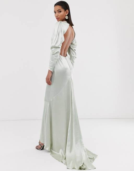 Satin fishtail shop maxi dress