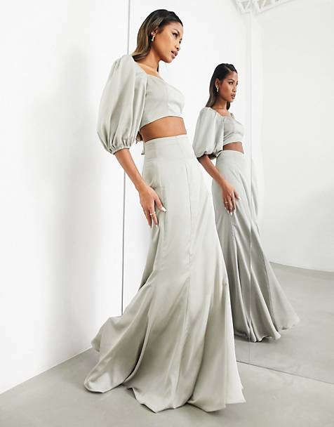 Maxi skirt with cutwork embroidery and split in ivory ASOS Damen Kleidung Röcke Maxiröcke 