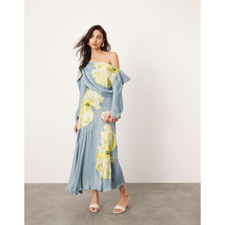 Asos yellow embroidered dress sales