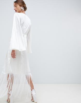asos edition fringe maxi wedding dress