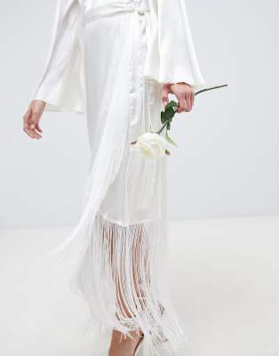 asos fringe wedding dress