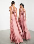 [ASOS DESIGN] ASOS EDITION satin maxi dress with drape back detail in dusky rose-Pink 6 Dusky Rose