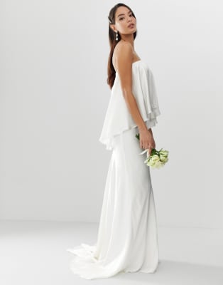 asos edition satin panelled wedding dress with fishtail