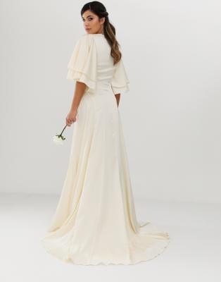 asos flutter sleeve wedding dress