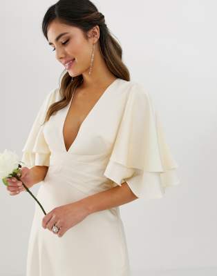 asos flutter sleeve wedding dress