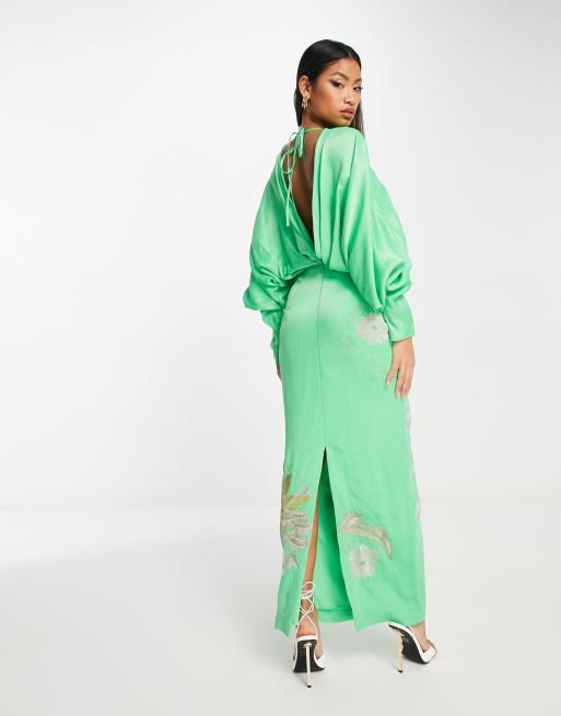 Asos edition ruched batwing hotsell midi dress in satin