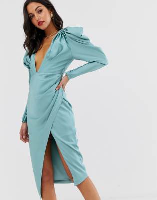 asos blue satin dress