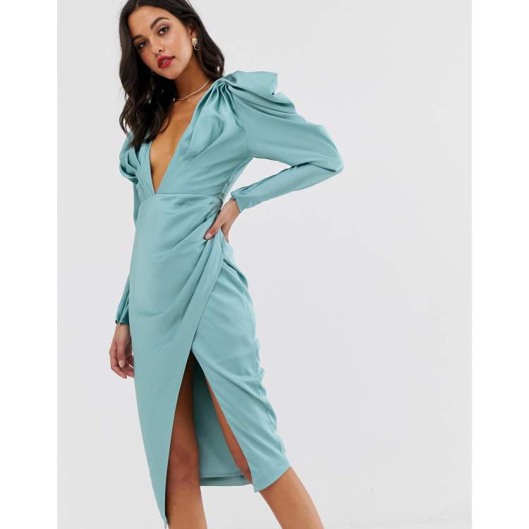 Asos edition split side plunge maxi in satin sale