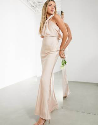 asos edition ruched halter neck maxi wedding dress