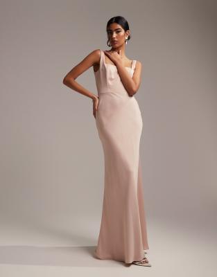 Asos Pink Blush Maxi Dress Asos Design Satin Square Neck Maxi