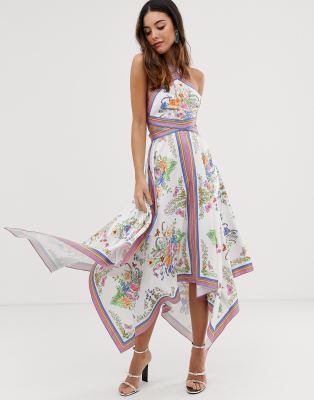 ASOS EDITION scarf print halter midi 