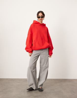 ASOS EDITION - Schwerer, hochwertiger Oversize-Kapuzenpullover in Rot