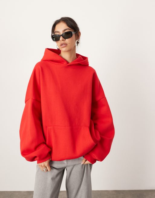 ASOS EDITION Schwerer hochwertiger Oversize Kapuzenpullover in Rot