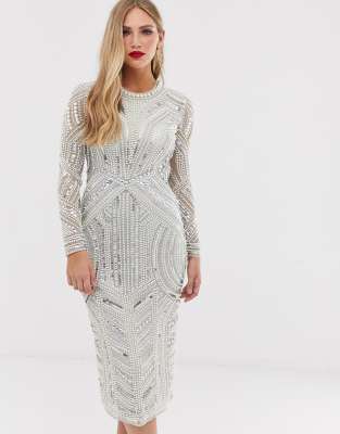 asos pearl embellished dress