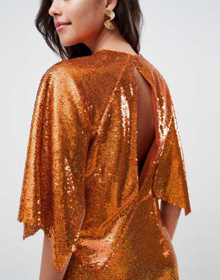 asos orange sequin dress