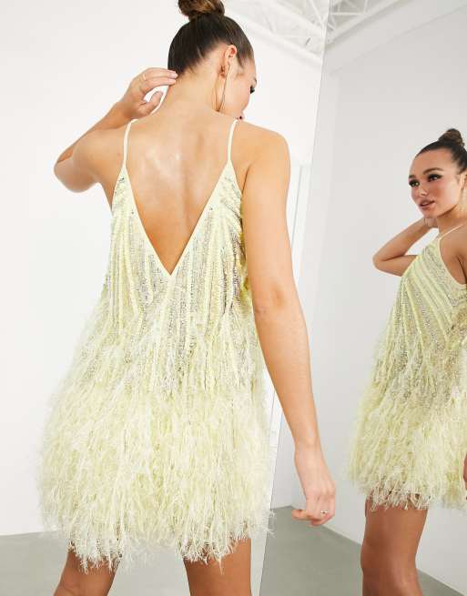 Asos sequin hot sale feather dress