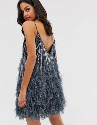 asos sequin feather dress