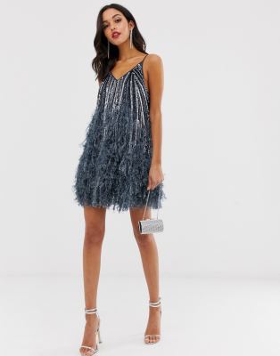 asos edition sequin cami wedding dress