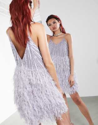 asos sequin feather dress