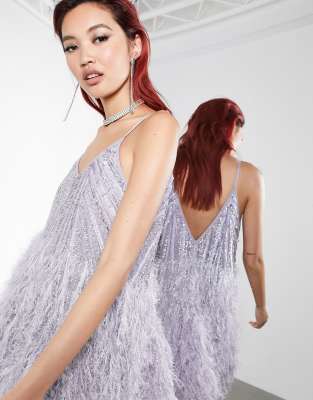 asos sequin feather dress