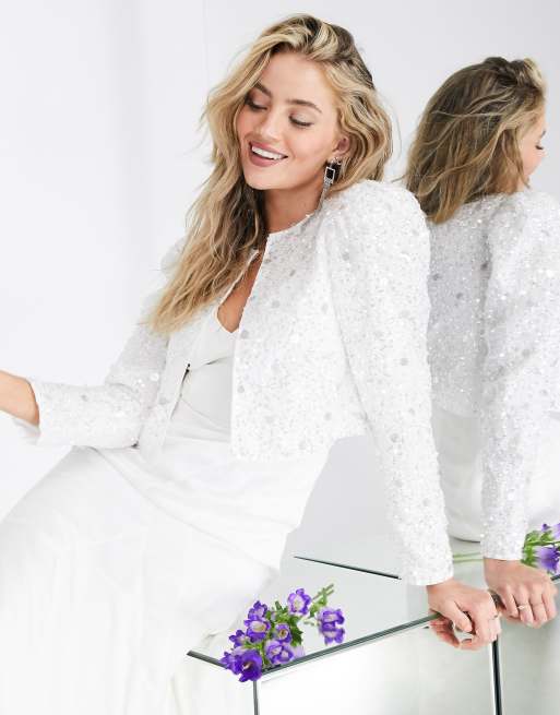 Asos white sequin store suit