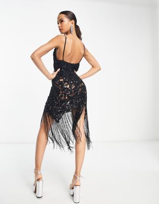 Asos edition sequin cutwork open back mini dress online