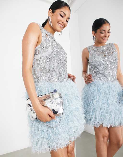 Sequin feather outlet dress