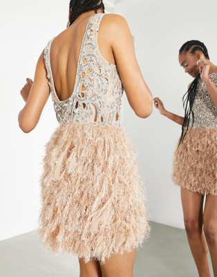 sequin dresses with feathers