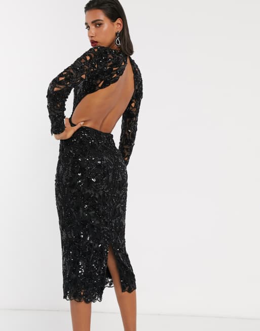 ASOS EDITION sequin cutwork open back midi dress | ASOS